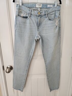 FRAME Le Garçon Boyfriend Jeans Size 26 Light Wash (Jimi)  Raw Hem